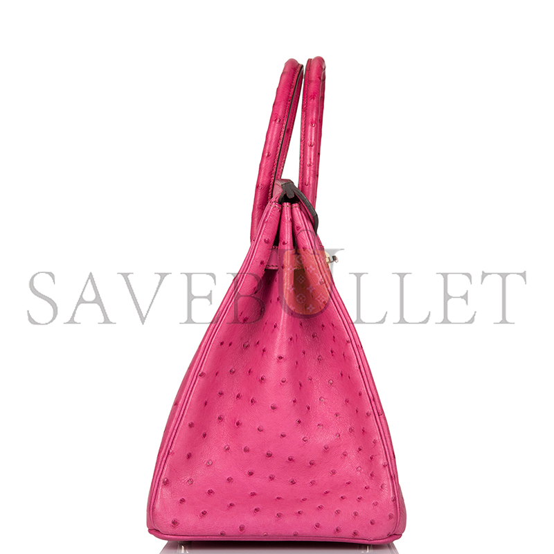 H**me5 master birkin 35 ostrich fuchsia palladium hardware (35*25*18cm)